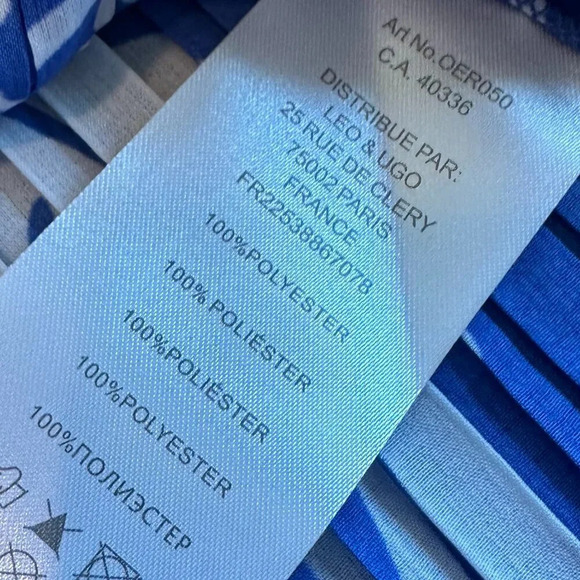 Leo & Ugo Royal Blue Bold Print Midi Dress Sleeveless Stretch Pleated Size Small - Picture 10 of 11